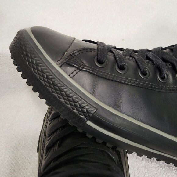 "Chuck Taylor" All Star Converse~ Men, Leather High Top- Black on Black- Size:11 - Picture 10 of 13